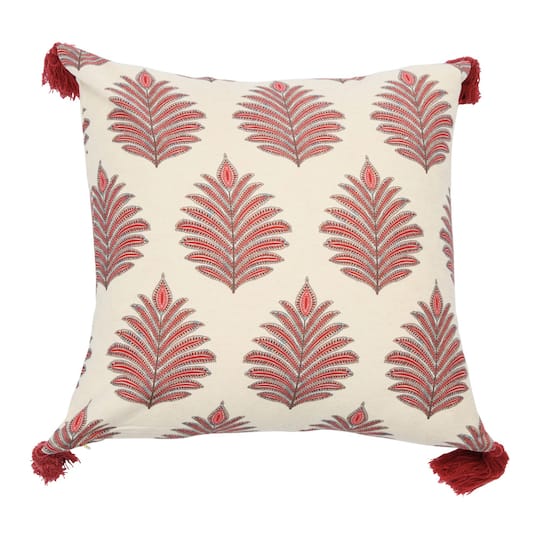 Hello Honey® Fern Frond Square Pillow Cover with Tassels
